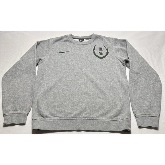 Michigan State Nike Sweatshirt Mens Small Gray Swoosh Crewneck Spellout Spartans - Picture 1 of 9